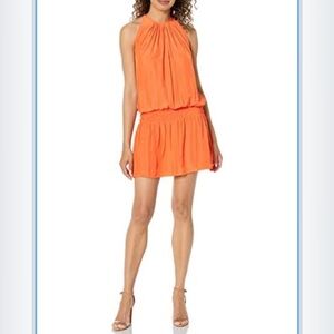 Ramy Brook Bright Orange Halter Mini Dress